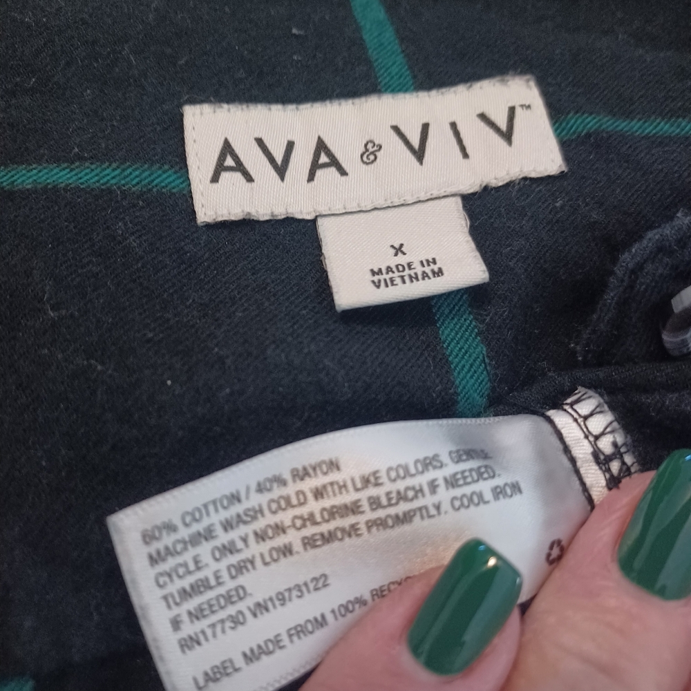Ava & Viv Plaid Flannel Button Down Sz 0X $10/4.99 Shipping - Picture 4 of 4